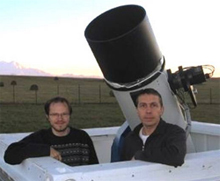 Vitali Nevski, of Vitebsk, Belarus, and Artyom Novichonok, of Kondopoga, Russia with a 16-inch reflector telescope